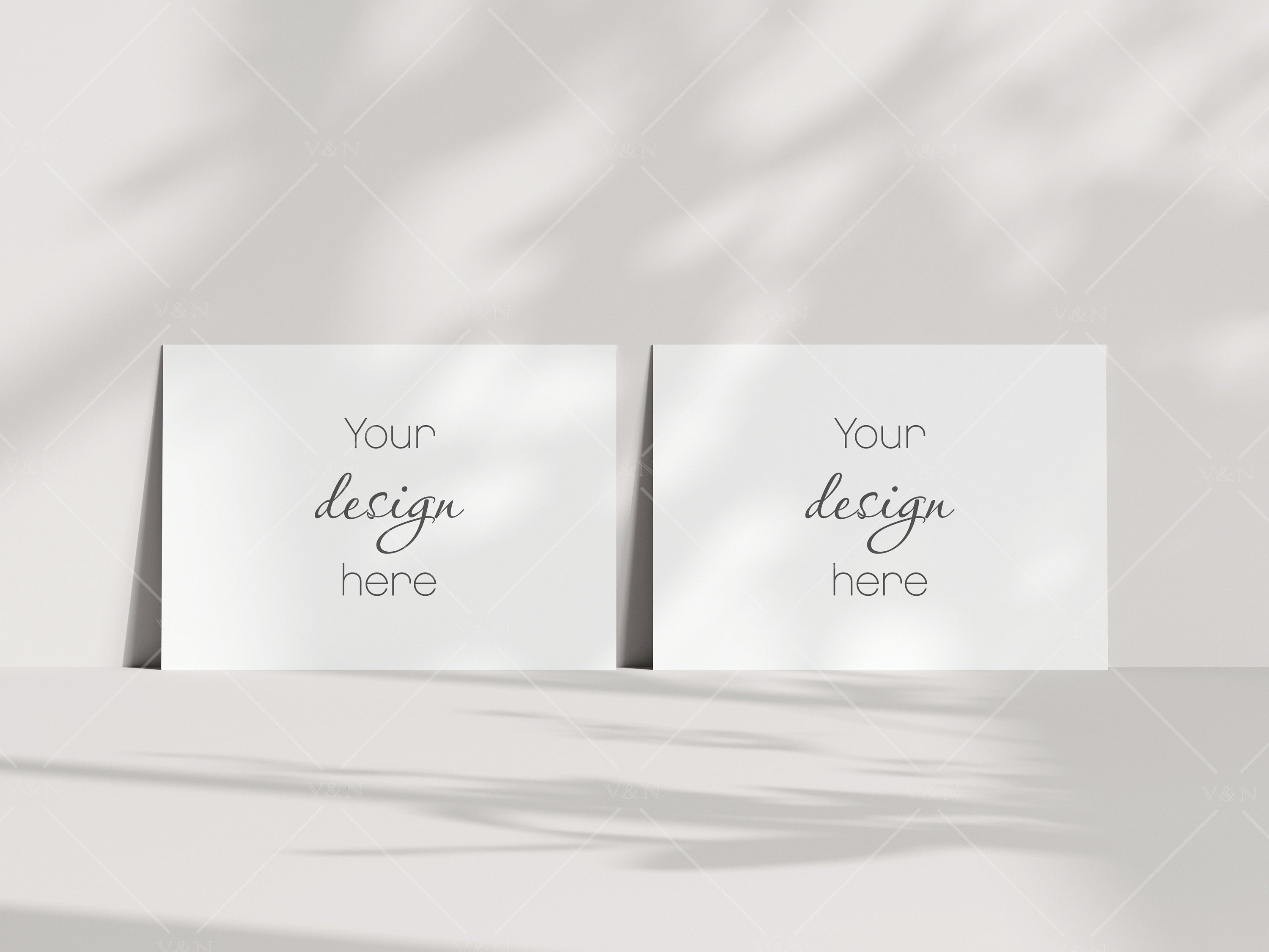 Two Horizontal Cards Mockup Boho 5x7, Invitation Mockup, Greeting Card