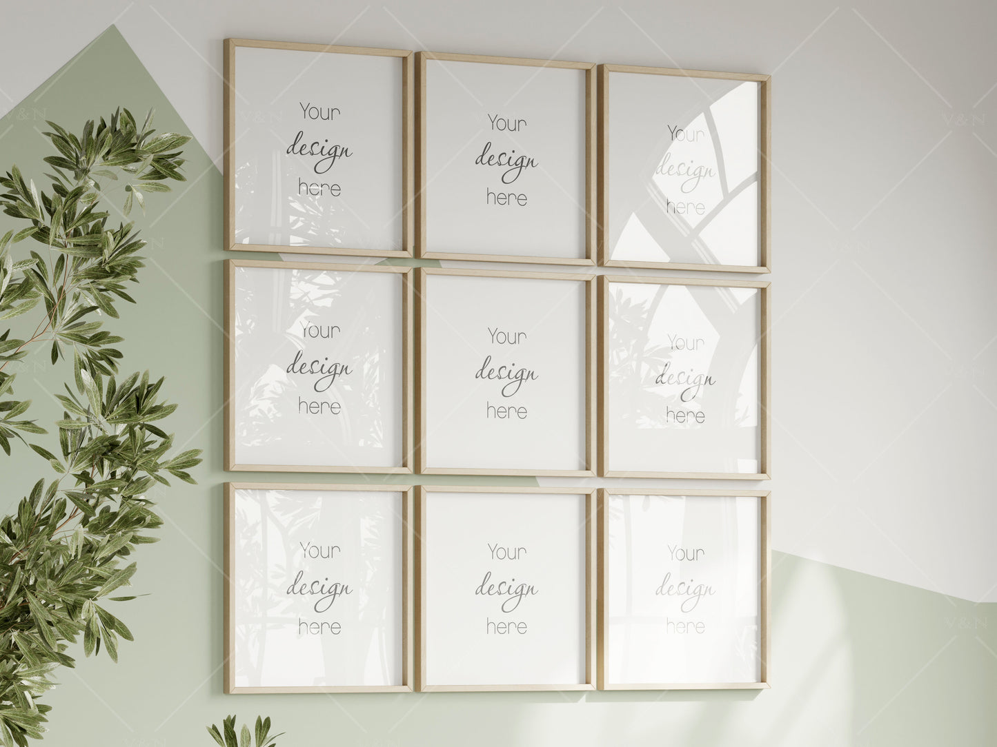 Square Frame Mockup in Green Kids Room Interior, Frame Nursery Interior Wall Mockup, Minimalist Nursery Frame Mockup