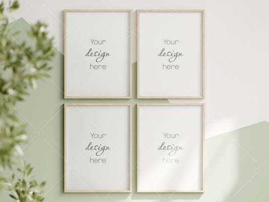 Frame Mockup in Green Kids Room Interior, Portrait Frame Nursery Interior Wall Mockup, Minimalist Nursery Frame Mockup