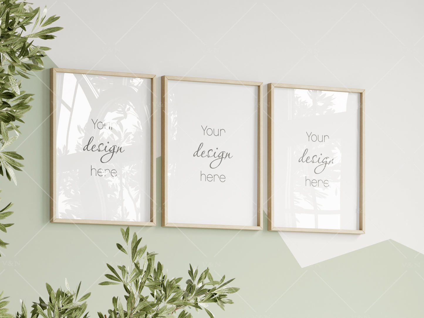 Frame Mockup in Green Kids Room Interior, Portrait Frame Nursery Interior Wall Mockup, Minimalist Nursery Frame Mockup