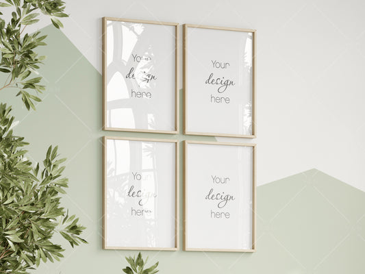 Frame Mockup in Green Kids Room Interior, Portrait Frame Nursery Interior Wall Mockup, Minimalist Nursery Frame Mockup