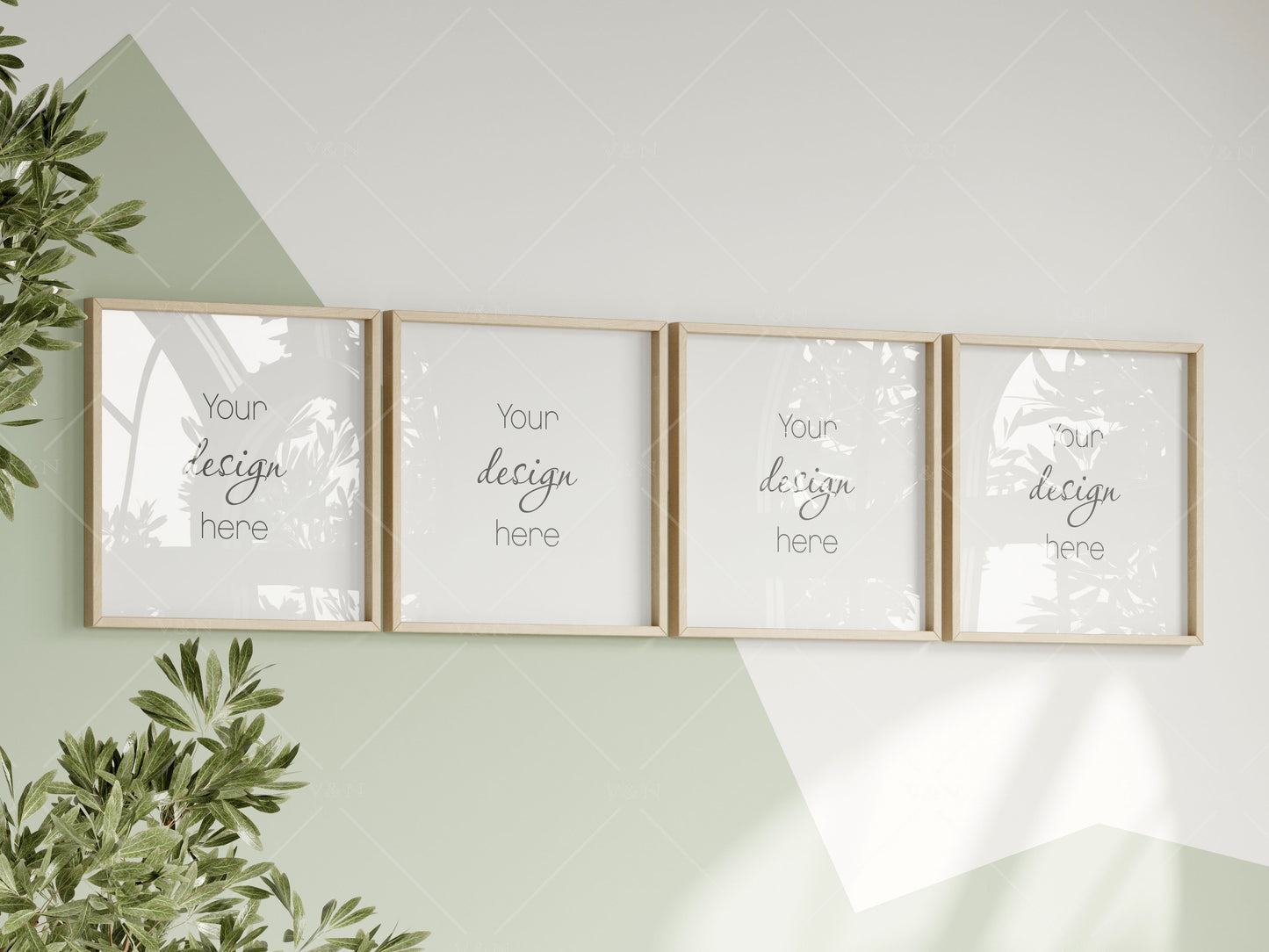 Square Frame Mockup in Green Kids Room Interior, Frame Nursery Interior Wall Mockup, Minimalist Nursery Frame Mockup