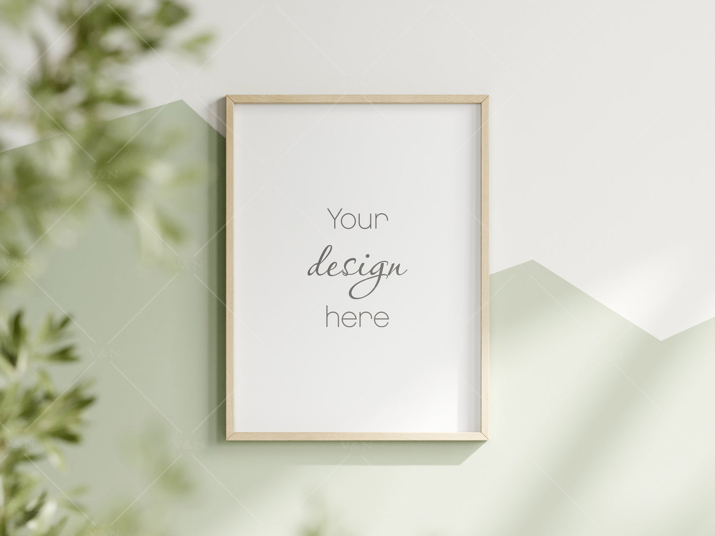 Frame Mockup in Green Kids Room Interior, Portrait Frame Nursery Interior Wall Mockup, Minimalist Nursery Frame Mockup