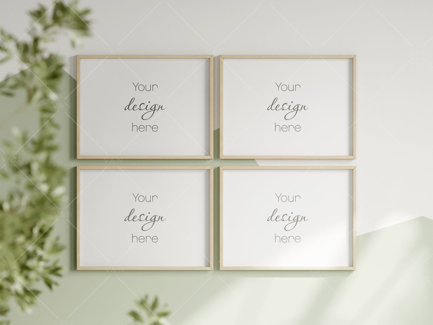 Horizontal Frame Mockup in Green Kids Room Interior, Frame Nursery Interior Wall Mockup, Minimalist Nursery Frame Mockup