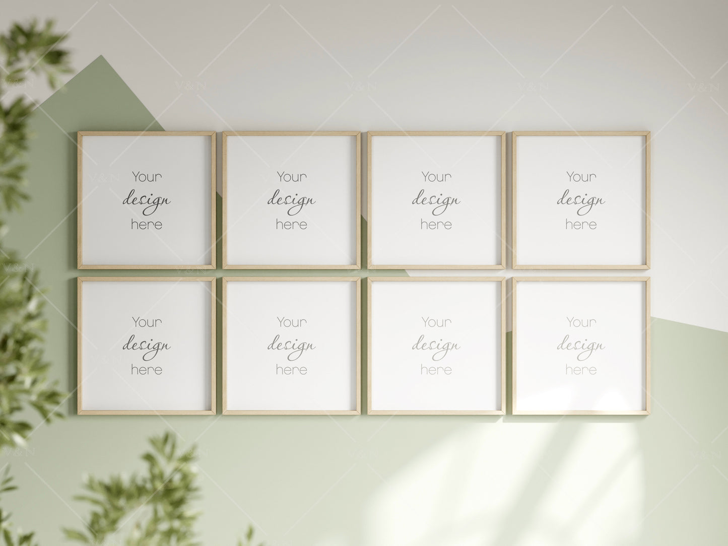 Square Frame Mockup in Green Kids Room Interior, Frame Nursery Interior Wall Mockup, Minimalist Nursery Frame Mockup