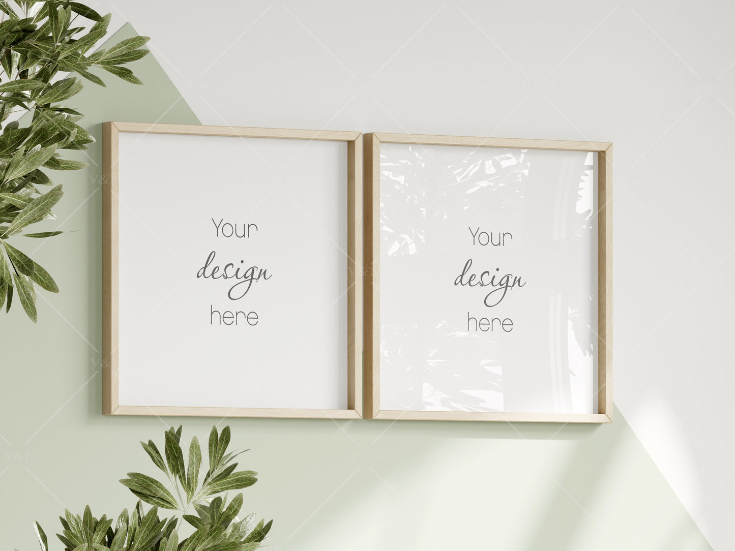 Square Frame Mockup in Green Kids Room Interior, Frame Nursery Interior Wall Mockup, Minimalist Nursery Frame Mockup