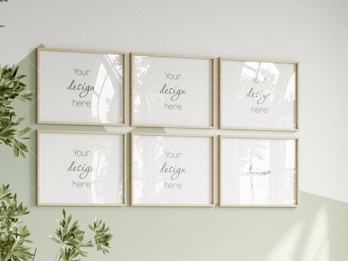 Horizontal Frame Mockup in Green Kids Room Interior, Frame Nursery Interior Wall Mockup, Minimalist Nursery Frame Mockup