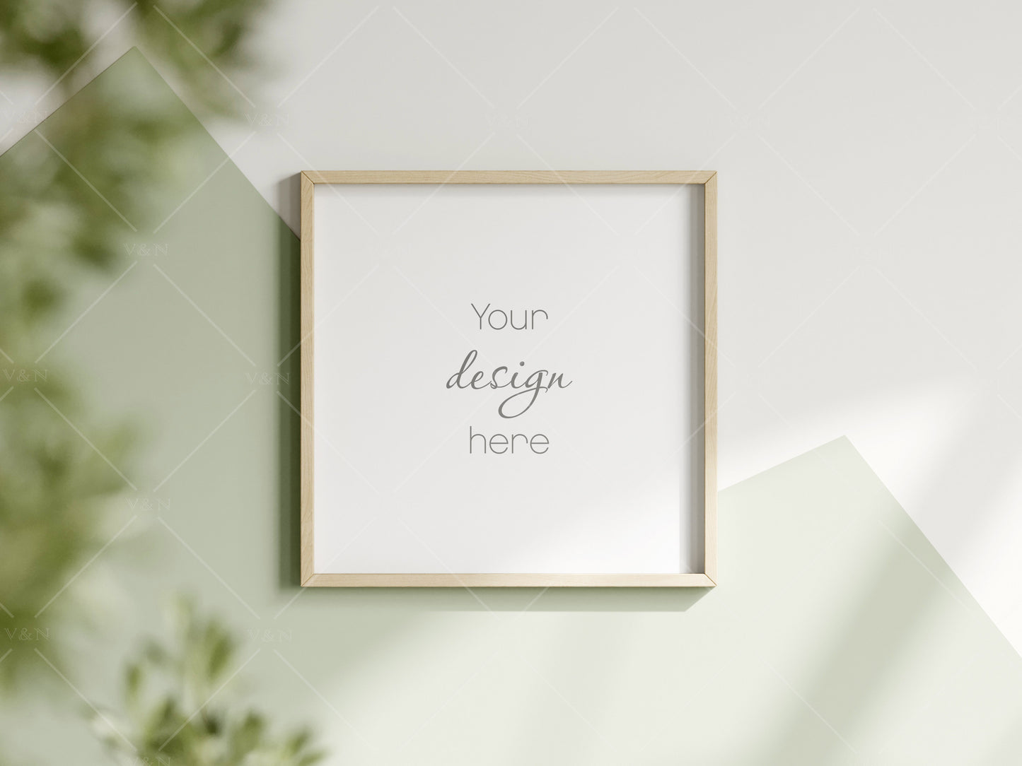 Square Frame Mockup in Green Kids Room Interior, Frame Nursery Interior Wall Mockup, Minimalist Nursery Frame Mockup