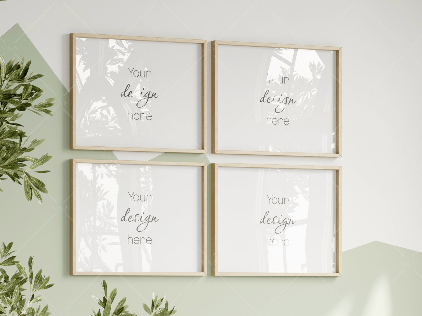 Horizontal Frame Mockup in Green Kids Room Interior, Frame Nursery Interior Wall Mockup, Minimalist Nursery Frame Mockup