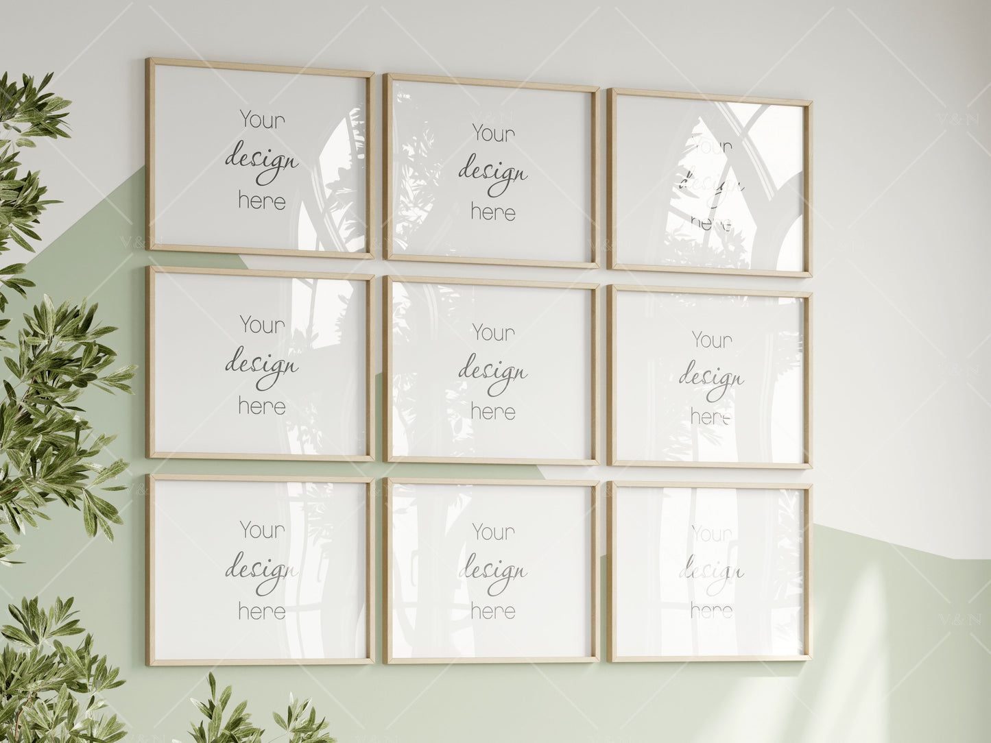 Horizontal Frame Mockup in Green Kids Room Interior, Frame Nursery Interior Wall Mockup, Minimalist Nursery Frame Mockup