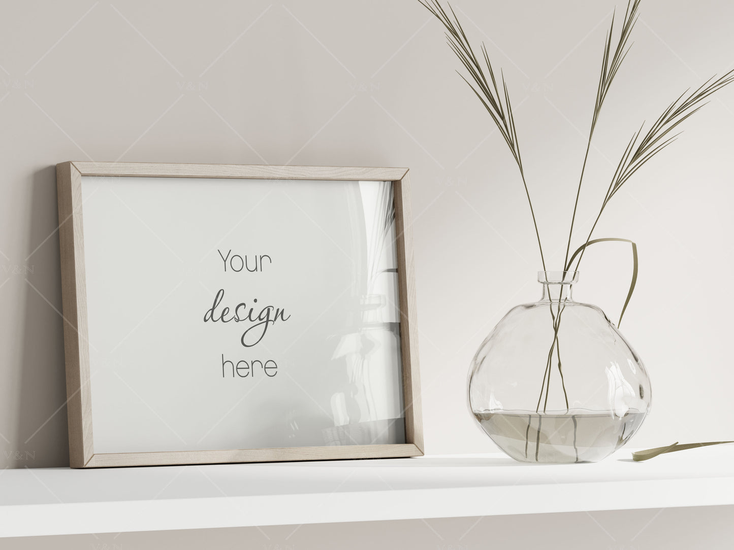 Landscape Frame Mockup in Minimalist Boho Interior, Poster Mockup, Photo Frame Mockup, PSD JPG