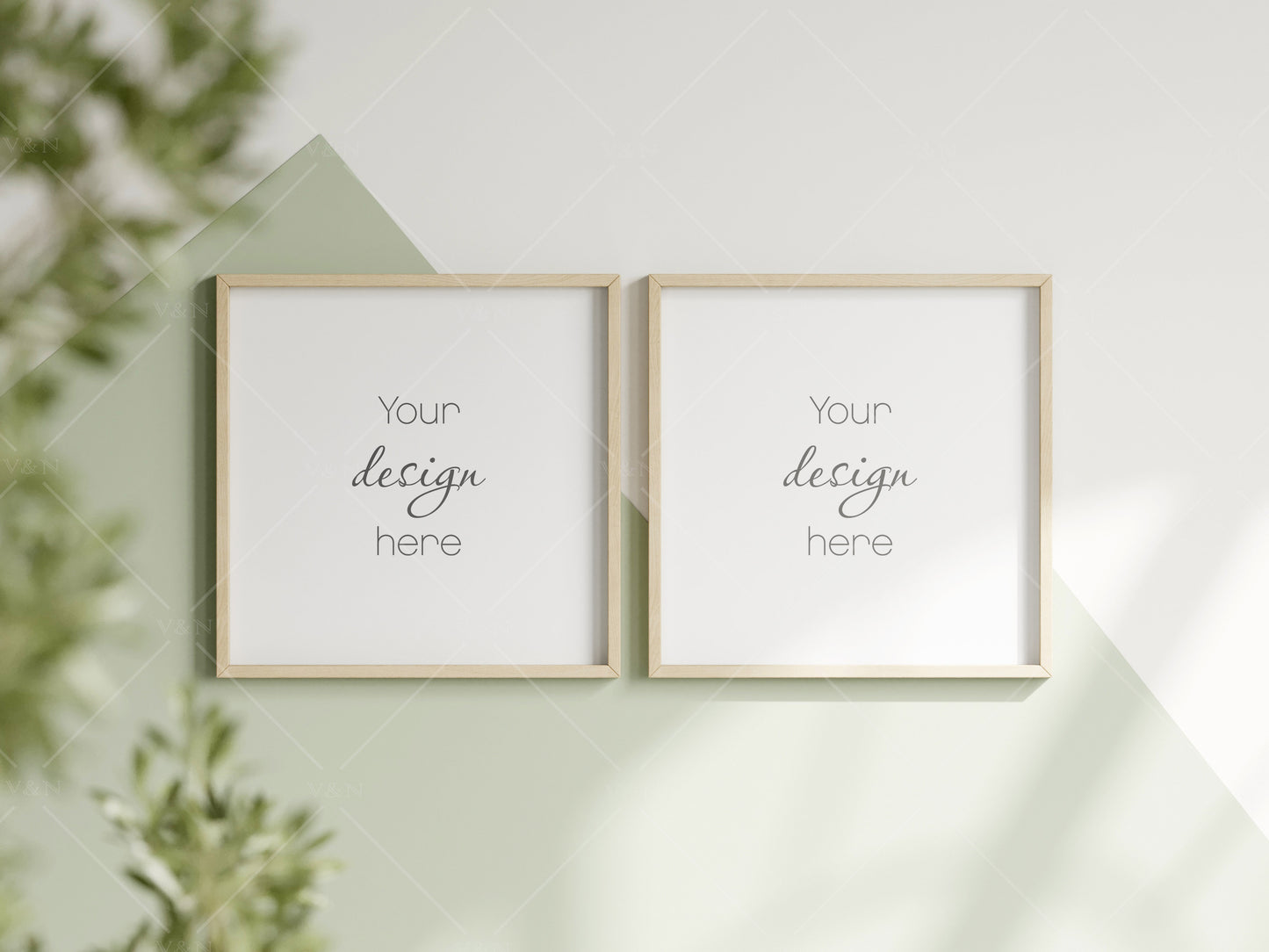 Square Frame Mockup in Green Kids Room Interior, Frame Nursery Interior Wall Mockup, Minimalist Nursery Frame Mockup