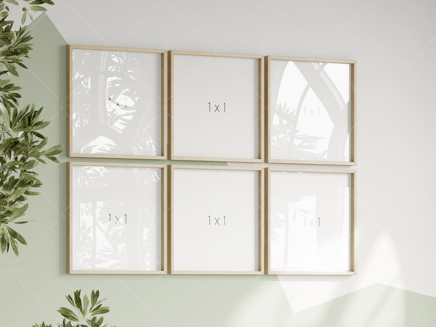 Square Frame Mockup in Green Kids Room Interior, Frame Nursery Interior Wall Mockup, Minimalist Nursery Frame Mockup