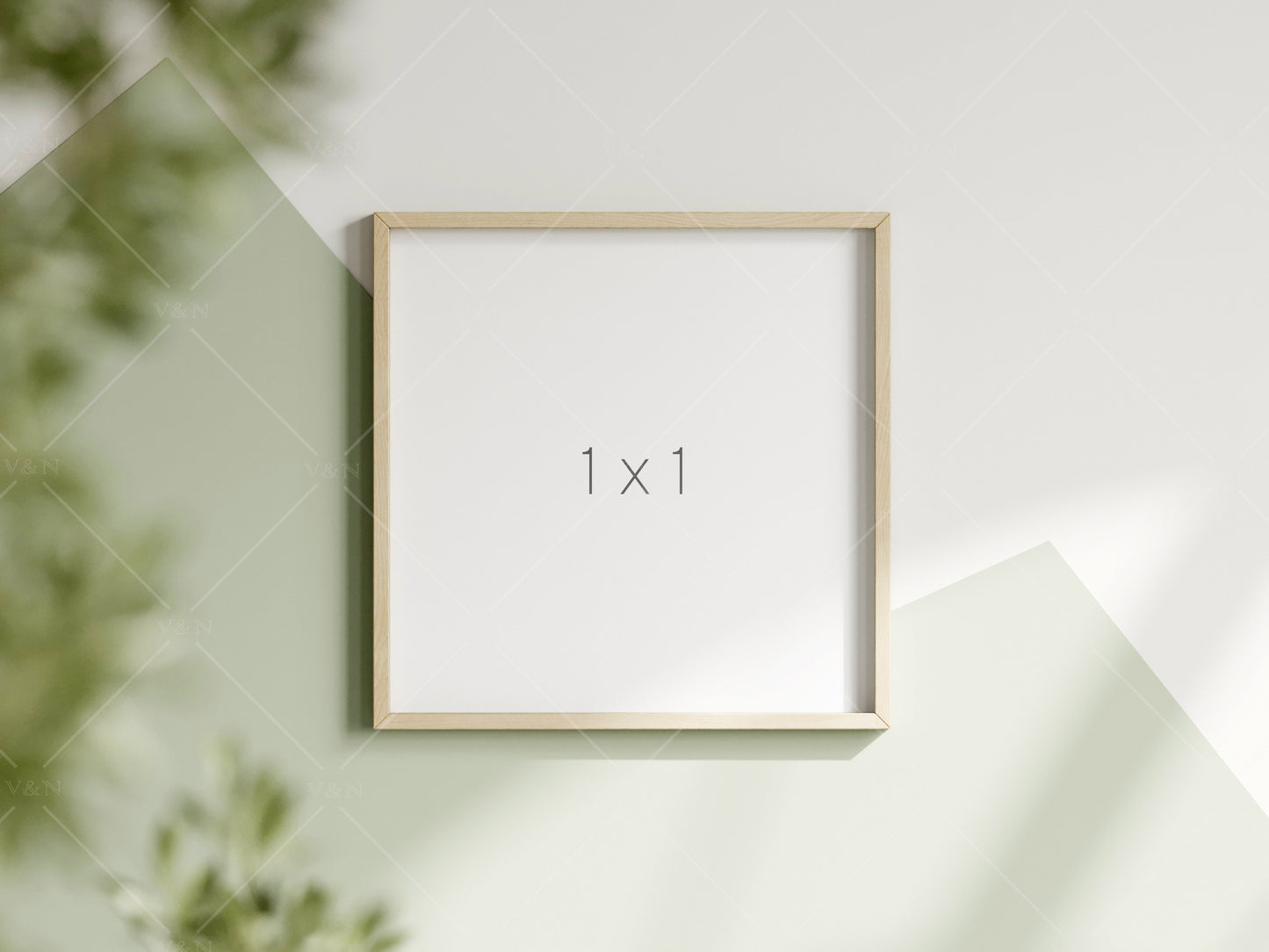 Square Frame Mockup in Green Kids Room Interior, Frame Nursery Interior Wall Mockup, Minimalist Nursery Frame Mockup