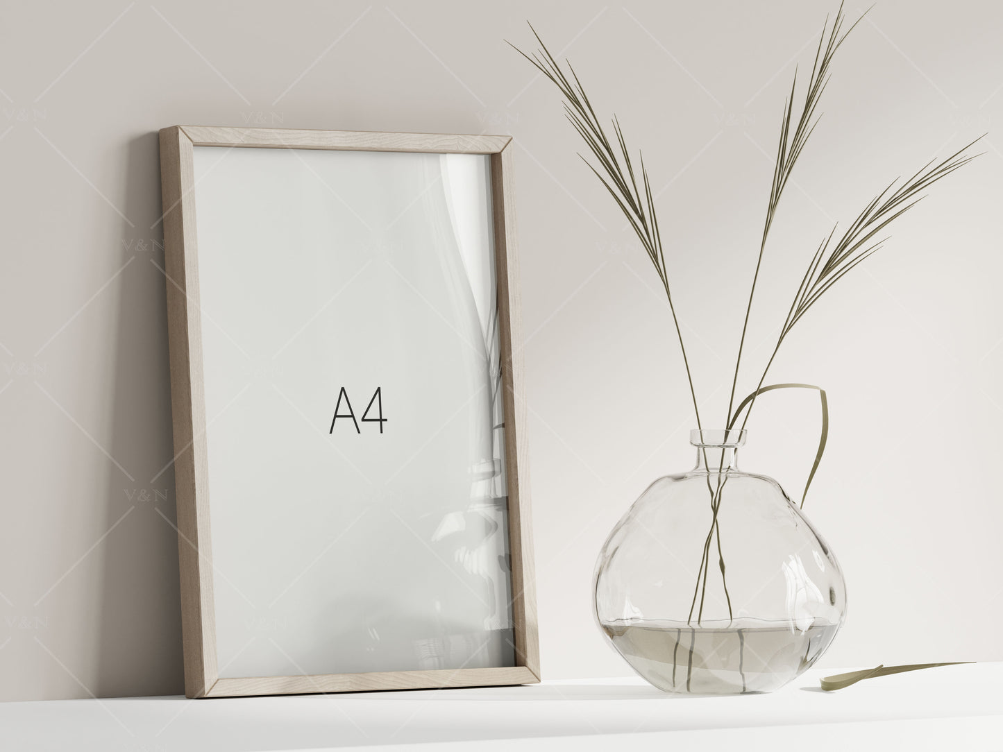 Portrait Frame Mockup in Minimalist Boho Interior, Poster Mockup, Photo Frame Mockup, PSD JPG