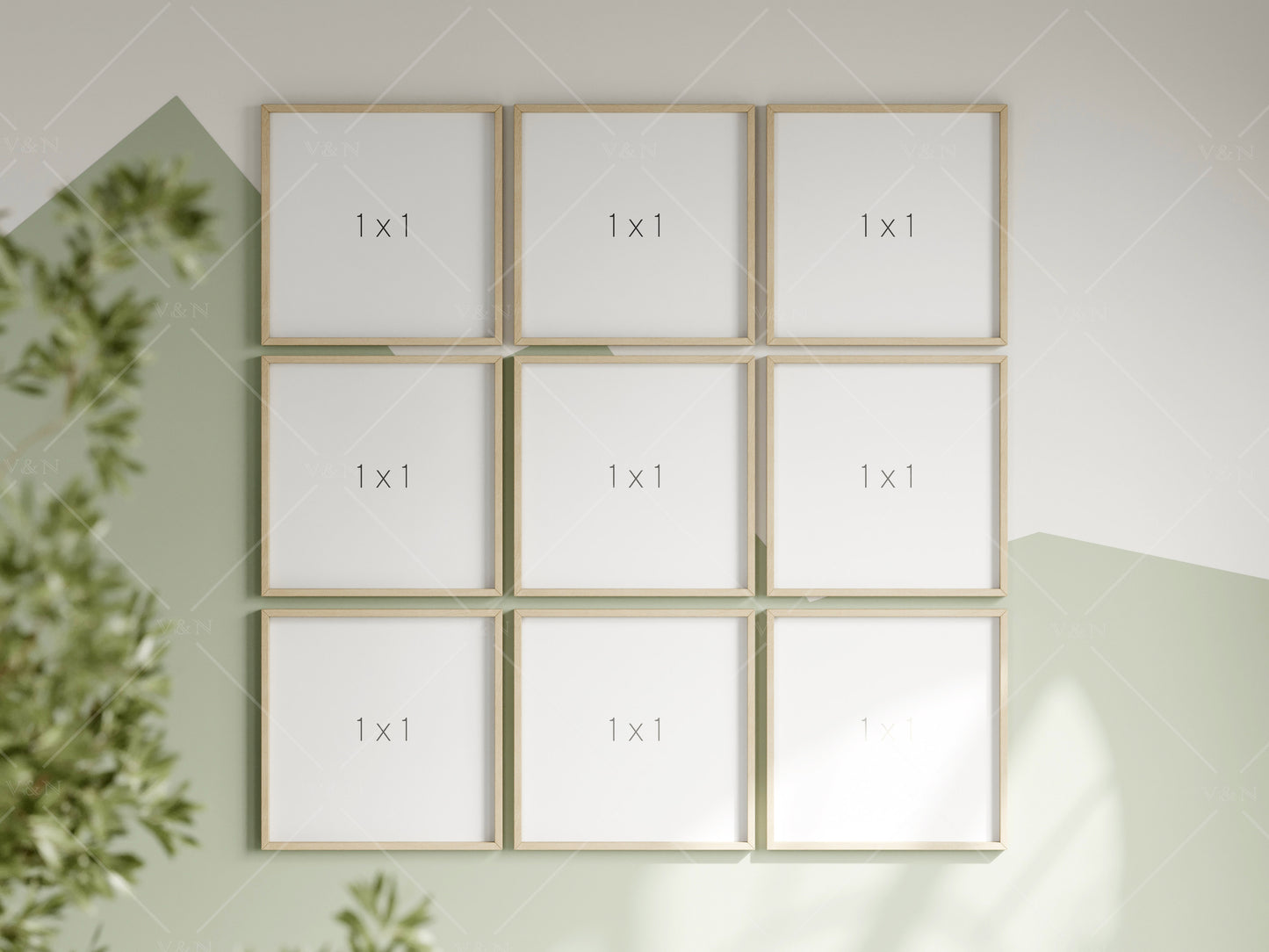 Square Frame Mockup in Green Kids Room Interior, Frame Nursery Interior Wall Mockup, Minimalist Nursery Frame Mockup