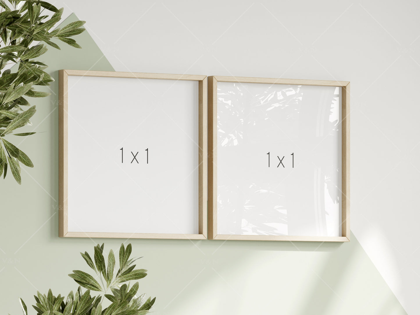 Square Frame Mockup in Green Kids Room Interior, Frame Nursery Interior Wall Mockup, Minimalist Nursery Frame Mockup