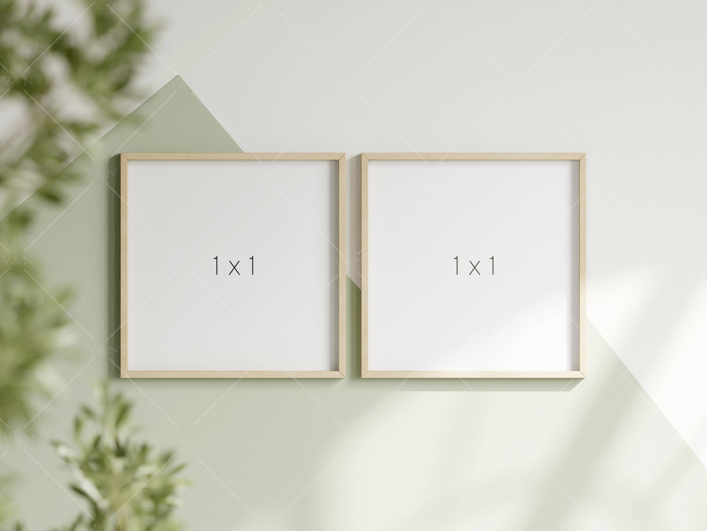 Square Frame Mockup in Green Kids Room Interior, Frame Nursery Interior Wall Mockup, Minimalist Nursery Frame Mockup