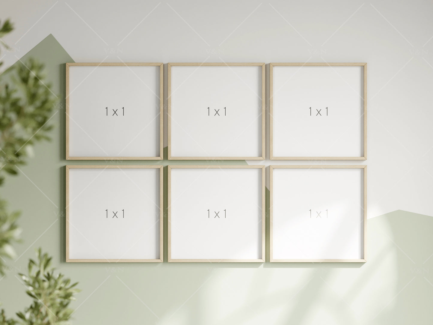 Square Frame Mockup in Green Kids Room Interior, Frame Nursery Interior Wall Mockup, Minimalist Nursery Frame Mockup