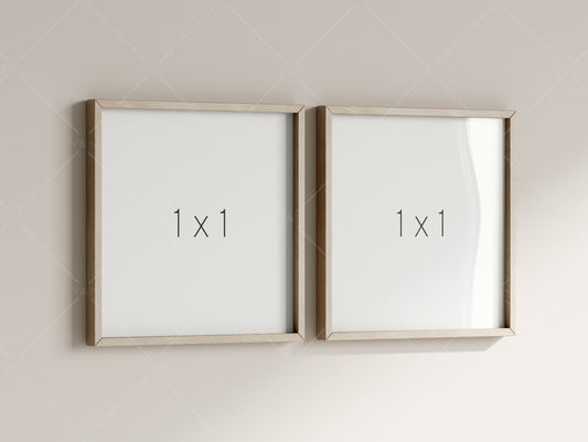 Two Square Frames Mockup in Minimalist Boho Interior, Square Poster Mockup, Photo Frame Mockup, PSD JPG