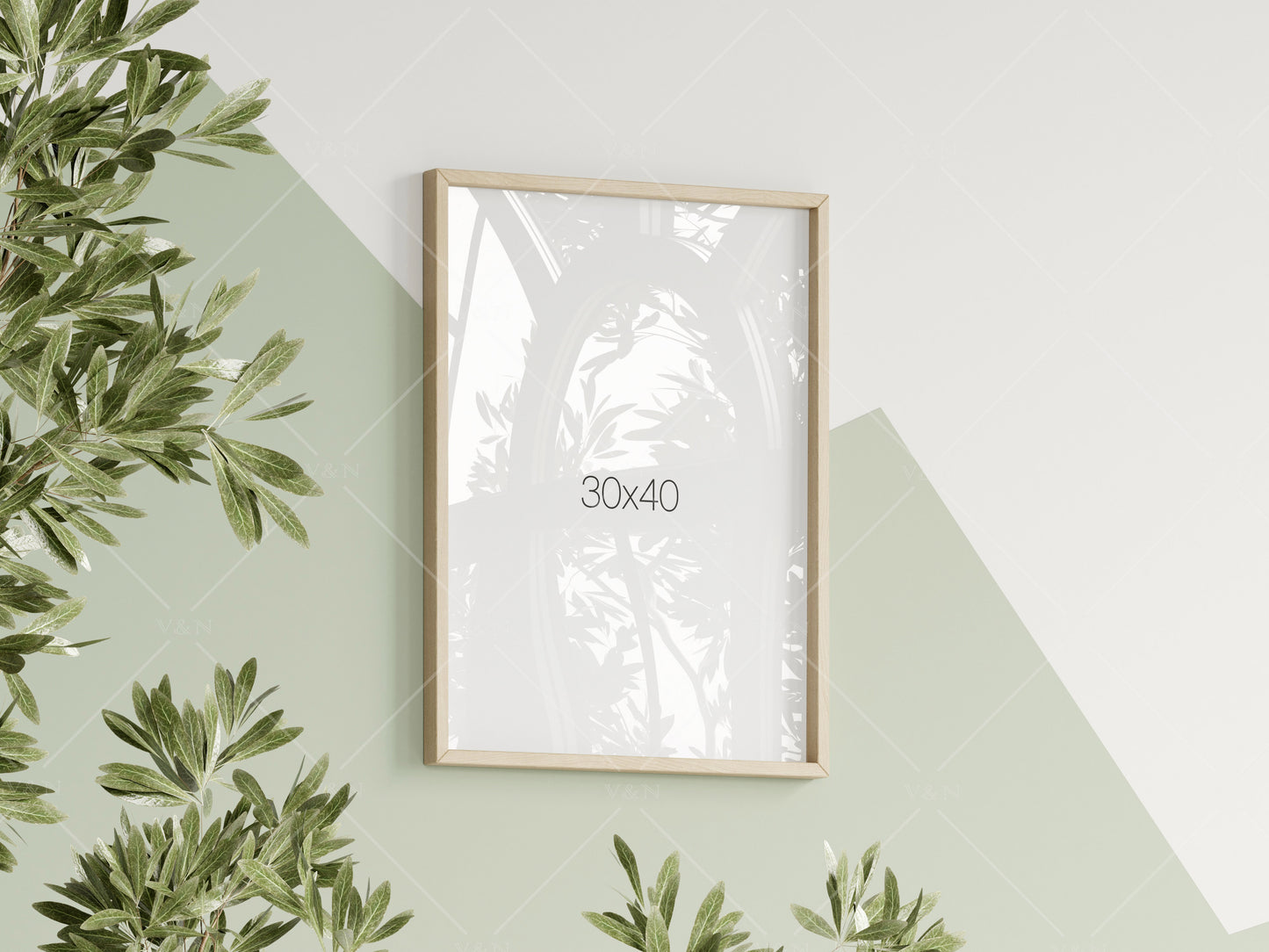 Frame Mockup in Green Kids Room Interior, Portrait Frame Nursery Interior Wall Mockup, Minimalist Nursery Frame Mockup