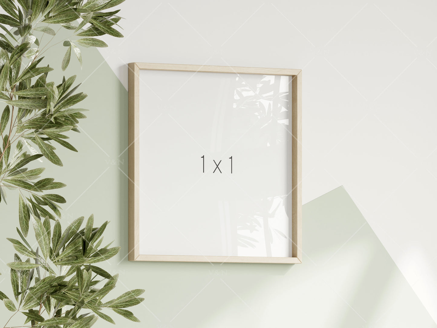 Square Frame Mockup in Green Kids Room Interior, Frame Nursery Interior Wall Mockup, Minimalist Nursery Frame Mockup