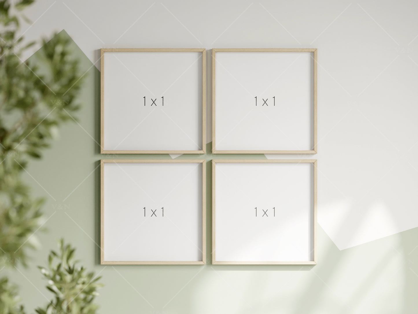 Square Frame Mockup in Green Kids Room Interior, Frame Nursery Interior Wall Mockup, Minimalist Nursery Frame Mockup