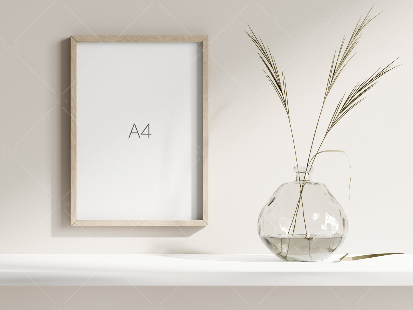 Frame Mockup in Minimalist Boho Interior, Poster Mockup, Photo Frame Mockup, PSD JPG