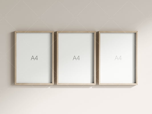 Three Frames Mockup in Minimalist Boho Interior, Poster Mockup, Photo Frame Mockup, PSD JPG