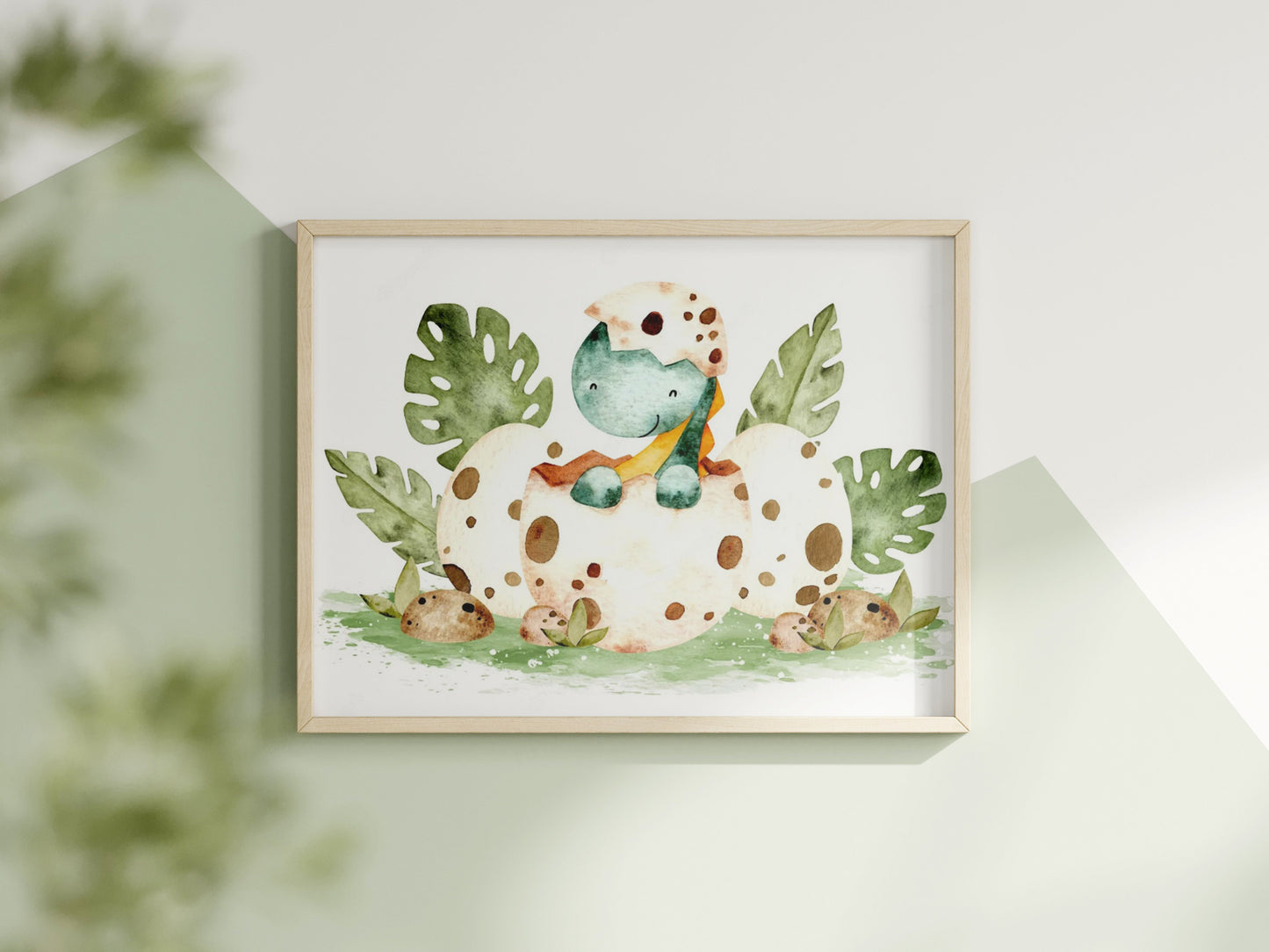 Horizontal Frame Mockup in Green Kids Room Interior, Frame Nursery Interior Wall Mockup, Minimalist Nursery Frame Mockup