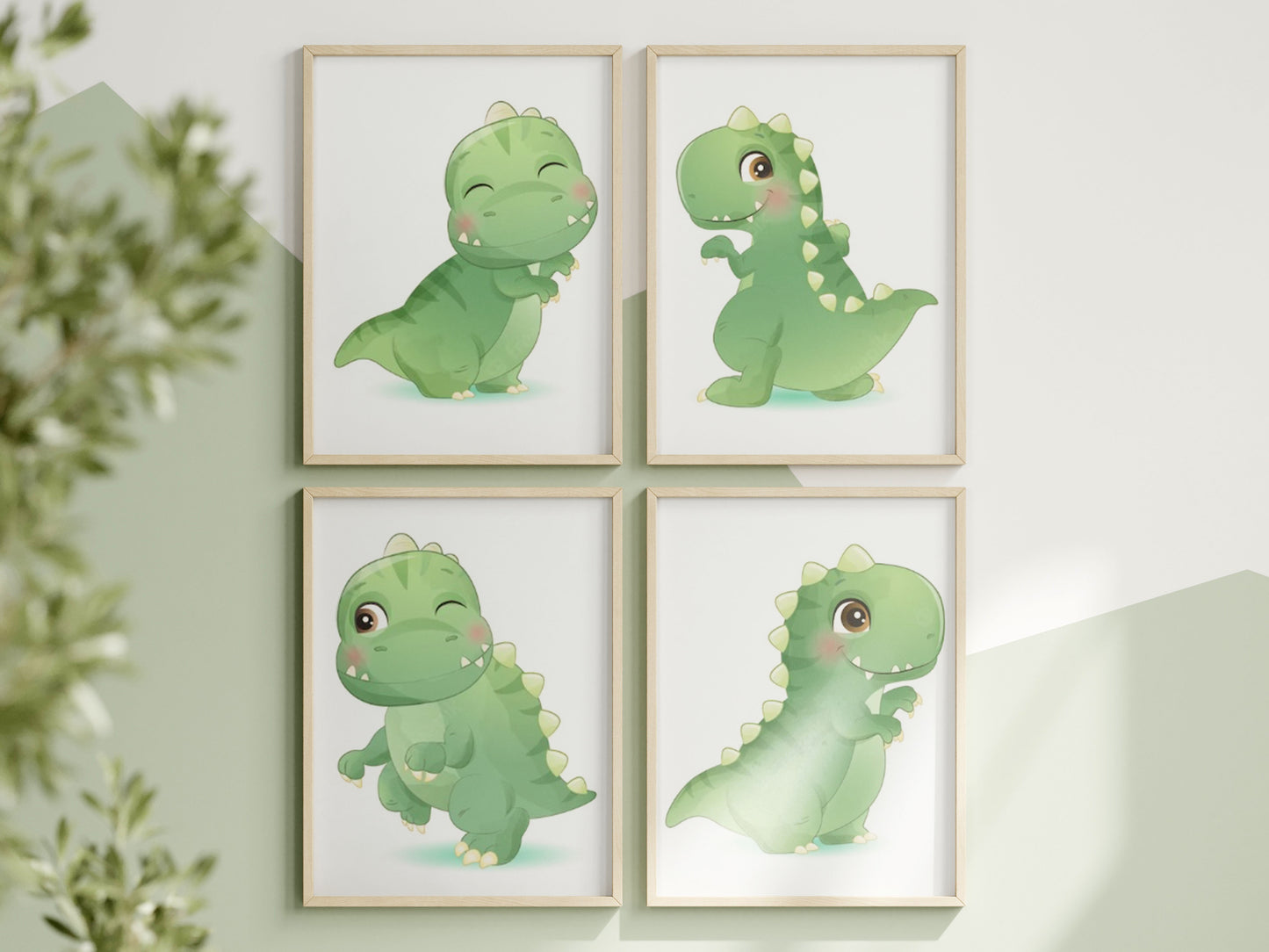 Frame Mockup in Green Kids Room Interior, Portrait Frame Nursery Interior Wall Mockup, Minimalist Nursery Frame Mockup