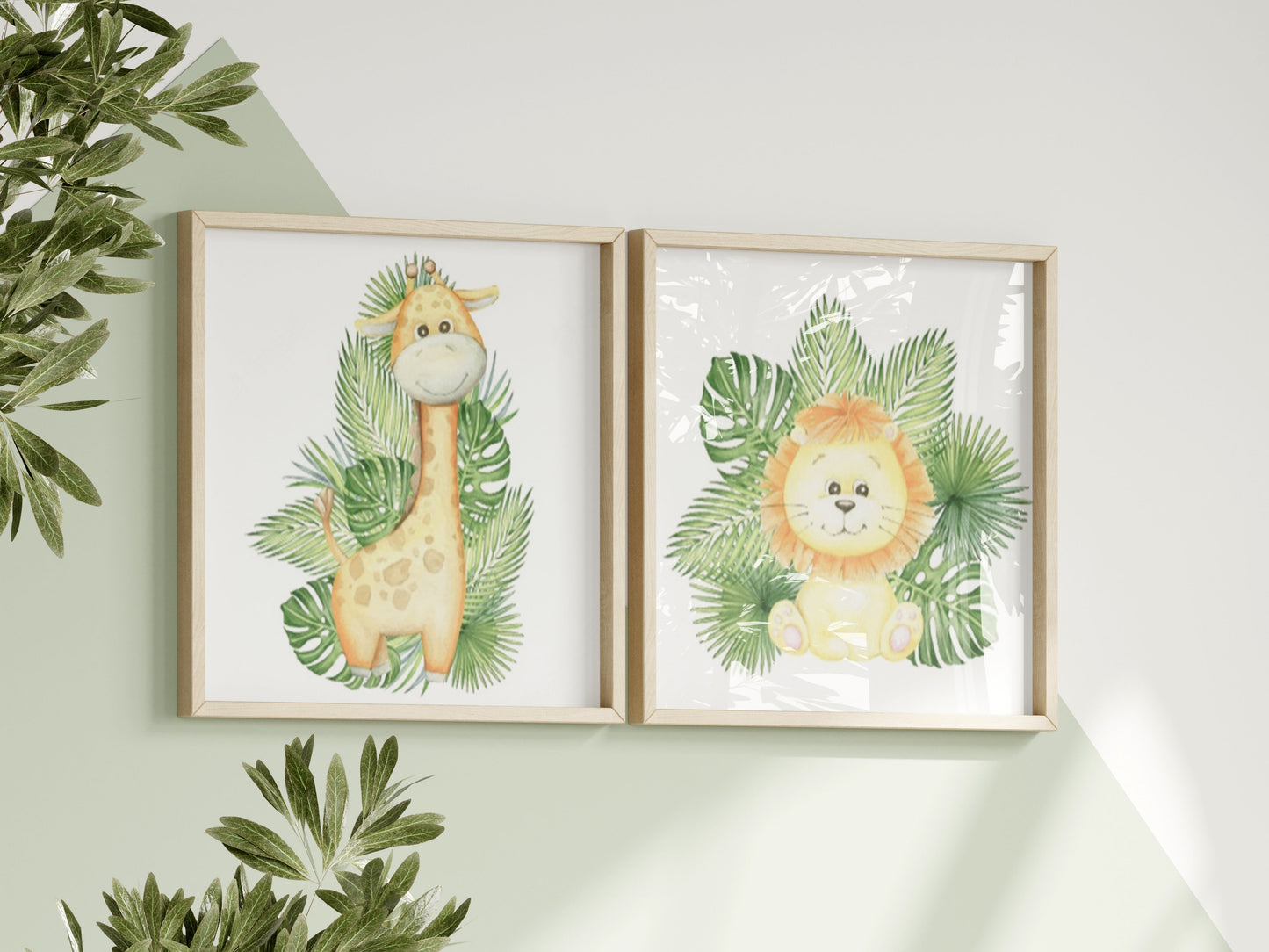 Square Frame Mockup in Green Kids Room Interior, Frame Nursery Interior Wall Mockup, Minimalist Nursery Frame Mockup