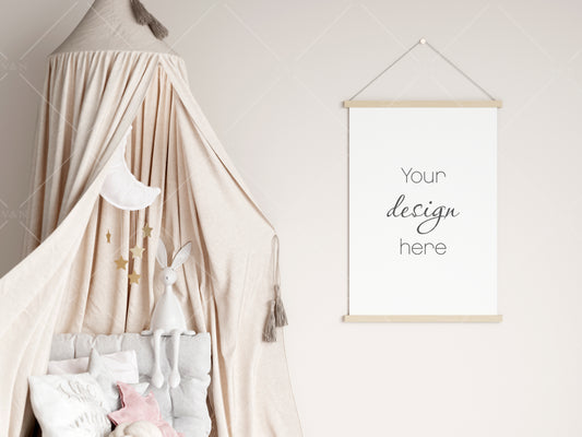 Kids Room Poster Mockup A4 A3, JPG PSD PNG