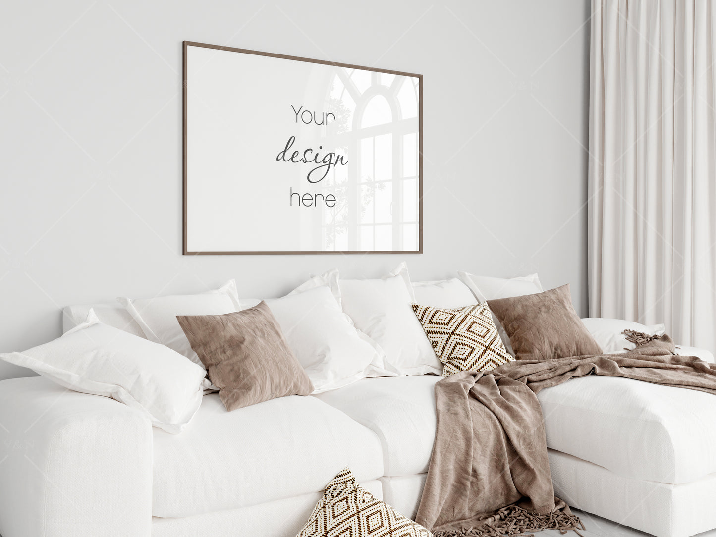 Living Room Frame Mockup, Interior Mockup, Poster Mockup, Horizontal Frame Mockup