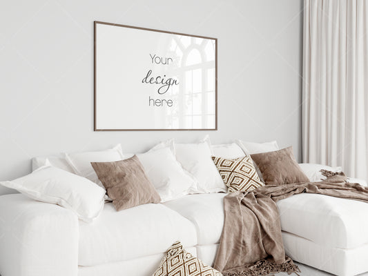 Living Room Frame Mockup, Interior Mockup, Poster Mockup, Horizontal Frame Mockup