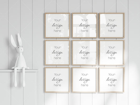 Kids Room Gallery Frame Mockup, Nursery Frame Mockup, Square Frame in Modern Kids Room Interior