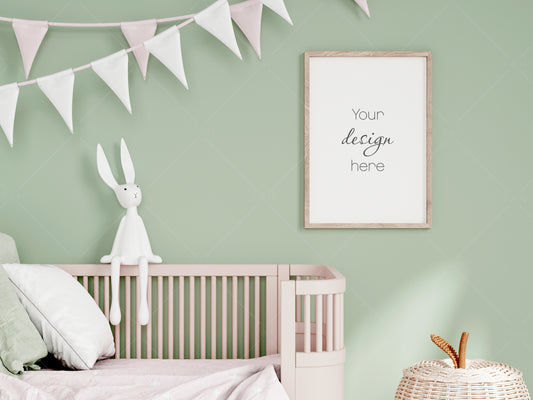 Kids Room Frame Mockup A4 A3, Nursery Frame Mockup, Vertical Frame in Modern Kids Room Interior