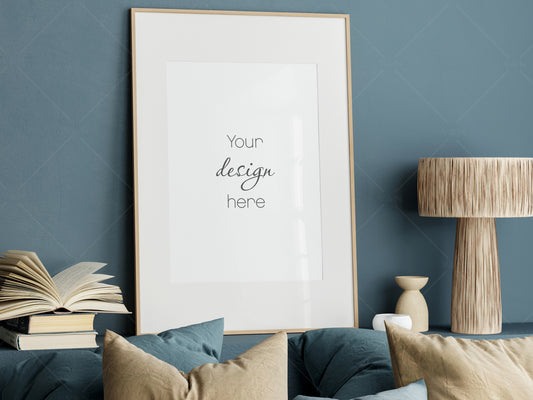 Frame Mockup Bedroom Interior, Poster Mockup, PSD JPG