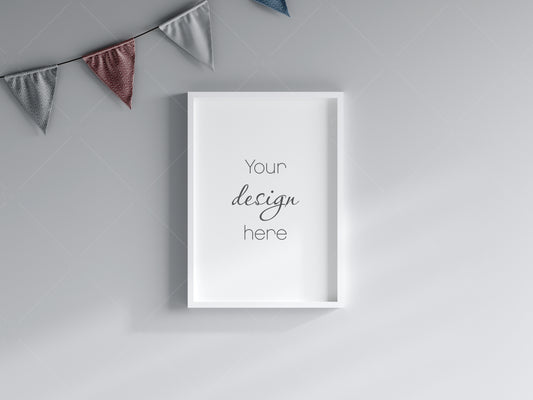 Kids Room Frame Mockup A4 A3, Nursery Frame Mockup, Vertical Frame in Modern Kids Room Interior