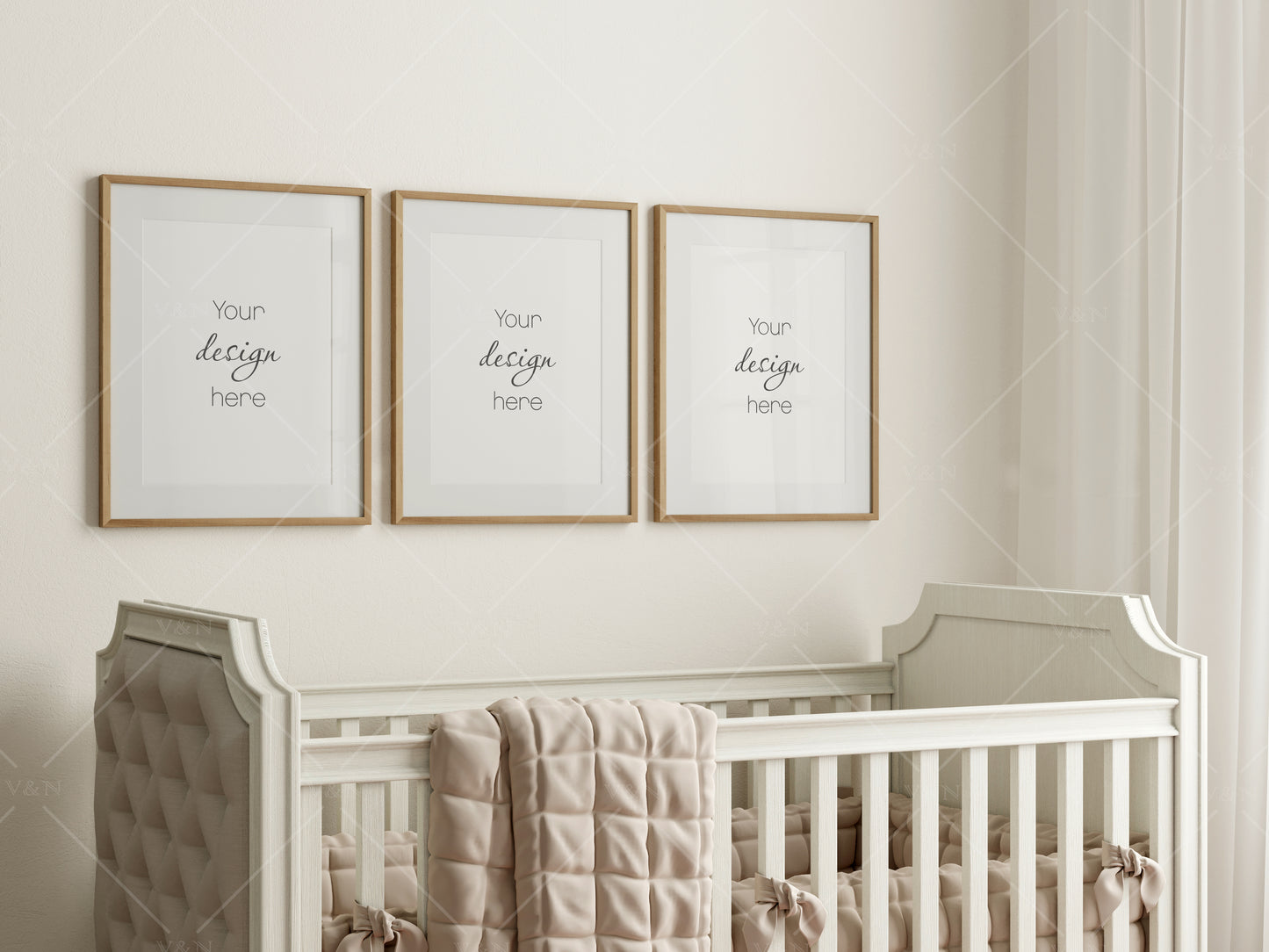 Frame Mockup in Nursery Interior, Gallery Wall Mockup in Modern Nursery Interior