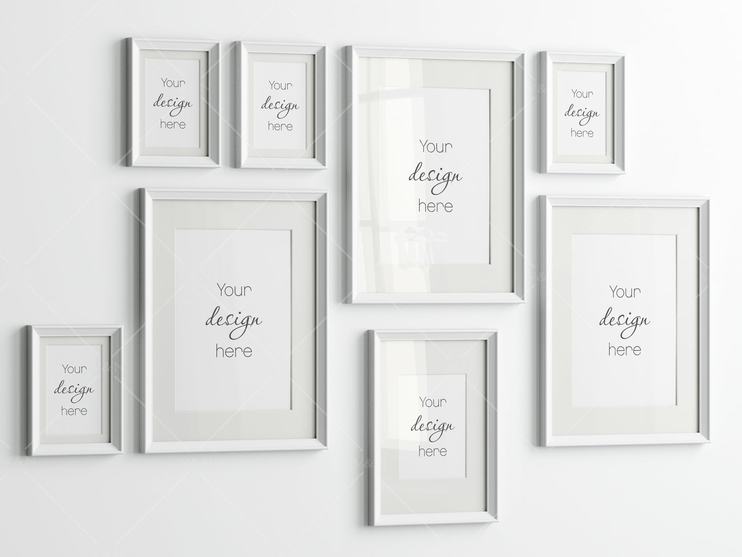 Gallery Wall Mockup, White Frame Mockup, Poster Frame Mockup, Photo Frame Mockup, PSD JPG