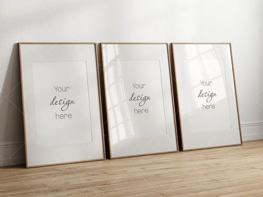 Three Posters Mockup, Frame Mockup, Poster Frame Mockup, Photo Frame Mockup, PSD JPG