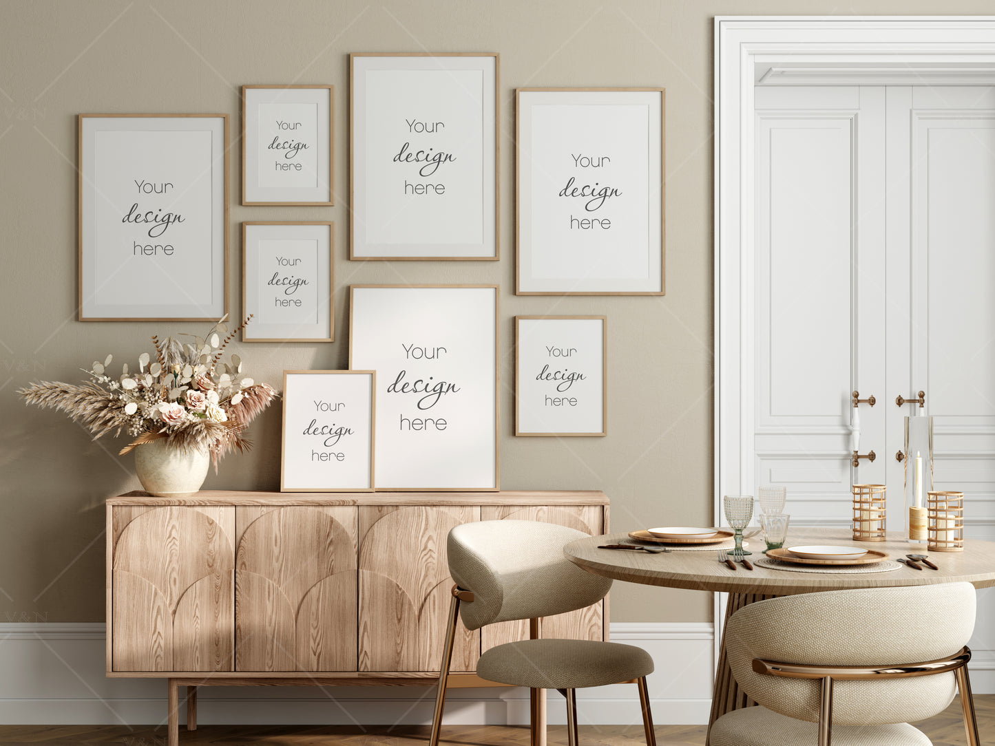 Frame Mockup Dining Room, Gallery Wall Mockup, Dining Room Frame Mockup, Interior Mockup, Poster Mockup