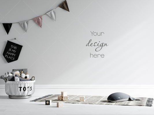 Kids Room Wall Background JPG, Nursery Wall Mockup, Children's Room Mockup, Empty Wall Nursery Interior Mockup