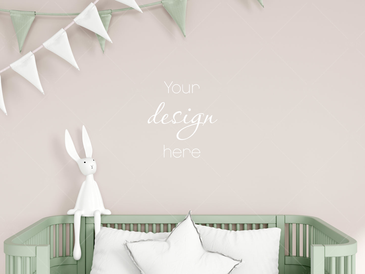 Nursery Wall Mockup, Kids Room Mockup, Children's Room Mockup, Empty Wall Nursery Interior Mockup