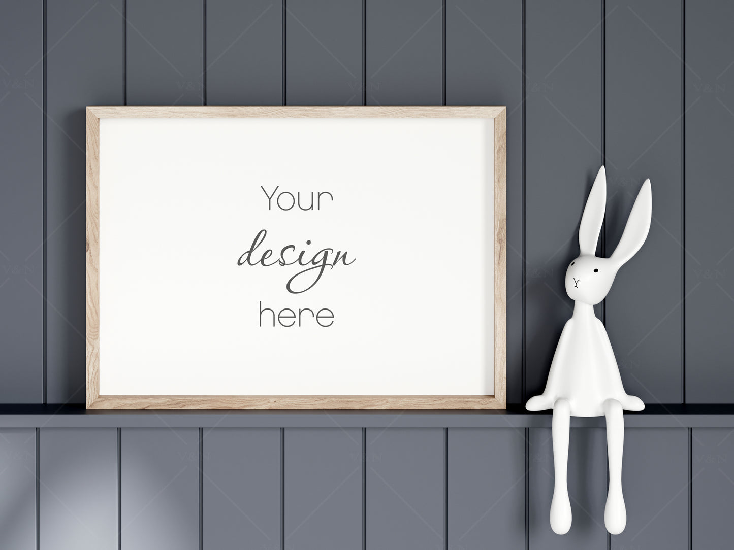 Kids Room Frame Mockup, Nursery Frame Mockup, Horizontal Frame in Modern Kids Room Interior