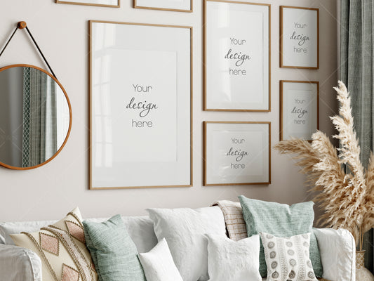 Frame Mockup, Gallery Wall Mockup, Living Room Frame Mockup, Interior Mockup, Poster Mockup