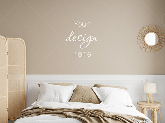 Bedroom Wall Mockup, Blank Wall Mockup, Empty Wall Mockup, Modern Boho Interior Wall Mockup