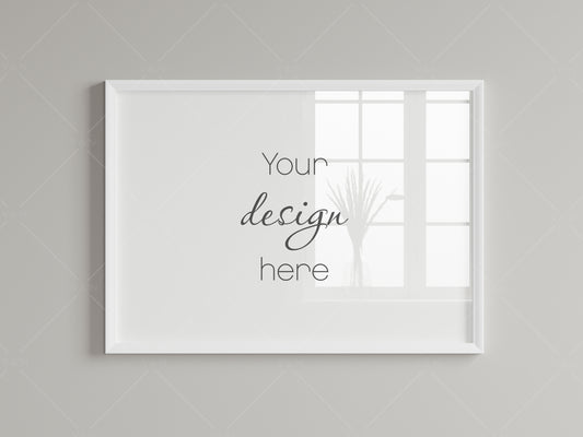 Close up Frame Mockup, Minimalist Horizontal Frame Mockup, Poster Mockup, JPG PSD