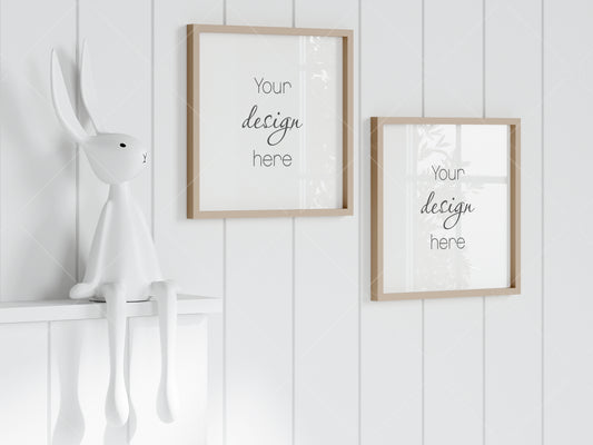 Kids Room Frame Mockup, Nursery Frame Mockup, Square Frame in Modern Kids Room Interior